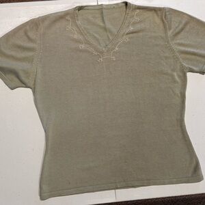 Olive Green Embroidered Women's Top
